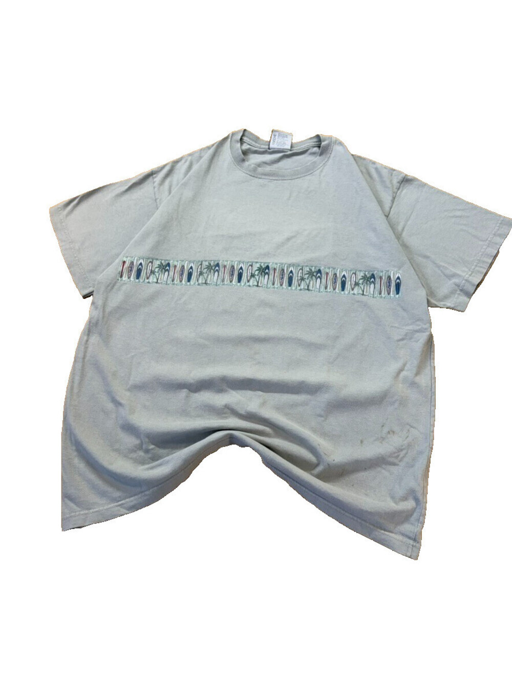 Y2K Newport Blue Wrap Around Surfboard T Shirt L Surf Skater